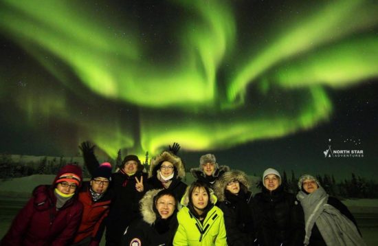 Guests join our world famous Aurora Hunting tours and see amazing Aurora Borealis in Yellowknife with North Star Adventures
