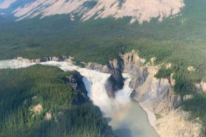 Flying over Virginia Falls in the Nahanni National Park with North Star Adventures