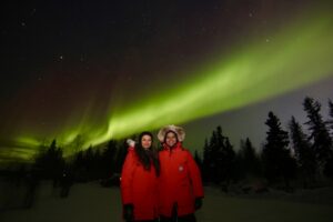 wonderful guests enjoy aurora hunting in yellowknife with north star adventures