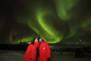 wonderful guests enjoy aurora hunting in yellowknife with north star adventures